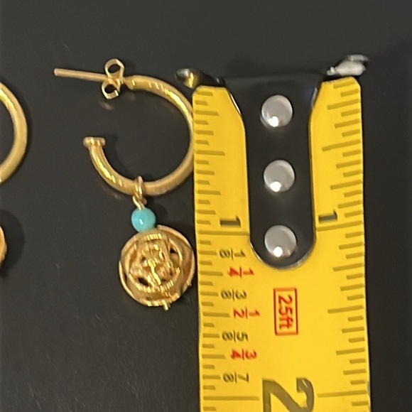 Azaara Gold & Turquoise drop hoop dangle earrings High Quality - Picture 2 of 6